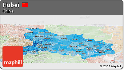 Political Shades Panoramic Map of Hubei, lighten