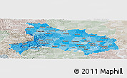 Political Shades Panoramic Map of Hubei, lighten, semi-desaturated
