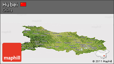 Satellite Panoramic Map of Hubei, cropped outside