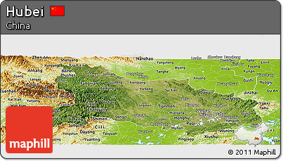 Satellite Panoramic Map of Hubei, physical outside