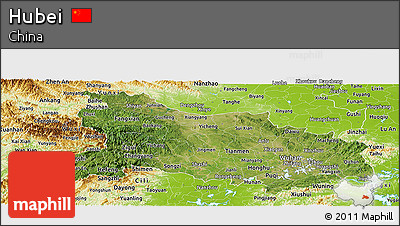 Satellite Panoramic Map of Hubei, physical outside