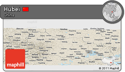 Shaded Relief Panoramic Map of Hubei