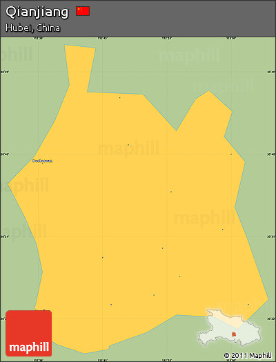 Savanna Style Simple Map of Qianjiang, single color outside