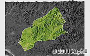 Satellite 3D Map of Qichun, darken, desaturated