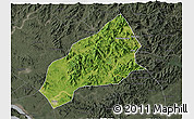 Satellite 3D Map of Qichun, darken, semi-desaturated