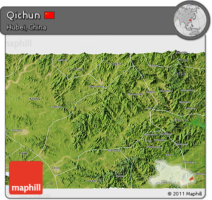 Satellite 3D Map of Qichun