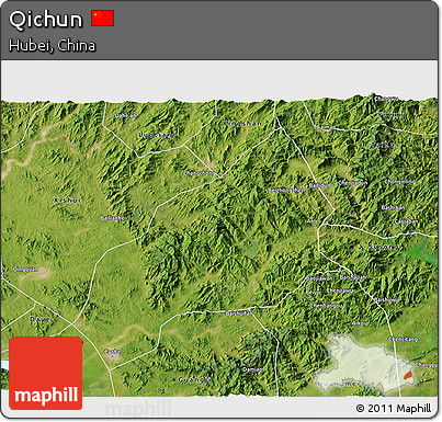 Satellite 3D Map of Qichun