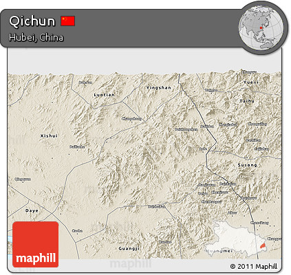 Shaded Relief 3D Map of Qichun