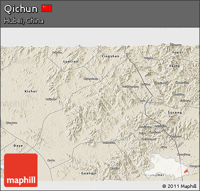 Shaded Relief 3D Map of Qichun
