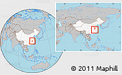 Gray Location Map of Qichun, highlighted country, within the entire country