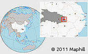 Gray Location Map of Qichun, highlighted country, highlighted parent region