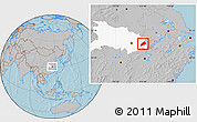 Gray Location Map of Qichun, highlighted parent region, hill shading