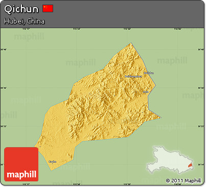 Savanna Style Map of Qichun, single color outside