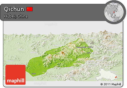 Physical Panoramic Map of Qichun, lighten