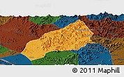 Political Panoramic Map of Qichun, darken
