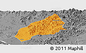 Political Panoramic Map of Qichun, desaturated