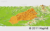 Political Panoramic Map of Qichun, physical outside