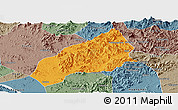 Political Panoramic Map of Qichun, semi-desaturated