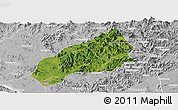 Satellite Panoramic Map of Qichun, lighten, desaturated