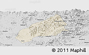 Shaded Relief Panoramic Map of Qichun, desaturated