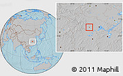Gray Location Map of Shashi Shi, hill shading