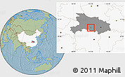 Savanna Style Location Map of Shashi Shi, highlighted country, highlighted parent region, hill shading