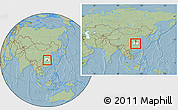 Savanna Style Location Map of Shashi Shi, highlighted parent region, within the entire country, hill shading