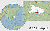 Savanna Style Location Map of Shashi Shi, highlighted parent region, hill shading