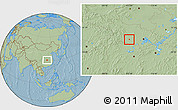 Savanna Style Location Map of Shashi Shi, hill shading