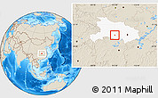 Shaded Relief Location Map of Shashi Shi, highlighted parent region