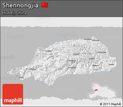 Gray 3D Map of Shennongjia, single color outside