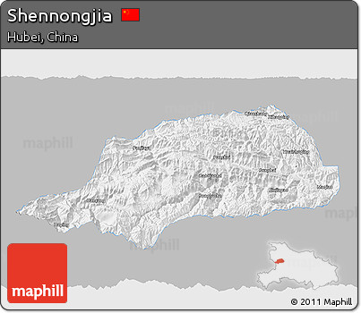 Gray 3D Map of Shennongjia, single color outside