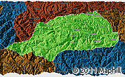 Political 3D Map of Shennongjia, darken