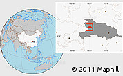 Gray Location Map of Shennongjia, highlighted country, highlighted parent region