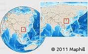 Shaded Relief Location Map of Shennongjia, within the entire country