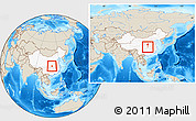 Shaded Relief Location Map of Shennongjia, highlighted country, within the entire country
