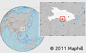 Gray Location Map of Shishou, highlighted parent region, hill shading