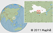 Savanna Style Location Map of Shishou, highlighted parent region, hill shading