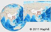 Shaded Relief Location Map of Shishou, highlighted country, highlighted parent region, within the entire country