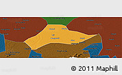 Political Panoramic Map of Shishou, darken