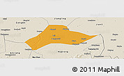 Political Panoramic Map of Shishou, shaded relief outside