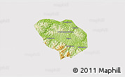 Physical 3D Map of Shiyan Shi, cropped outside