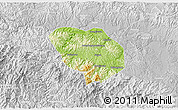 Physical 3D Map of Shiyan Shi, lighten, desaturated