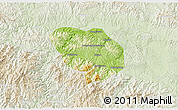 Physical 3D Map of Shiyan Shi, lighten