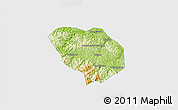 Physical 3D Map of Shiyan Shi, single color outside