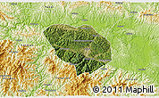Satellite 3D Map of Shiyan Shi, physical outside