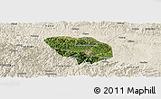Satellite Panoramic Map of Shiyan Shi, shaded relief outside