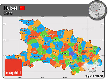 Political Simple Map of Hubei, cropped outside