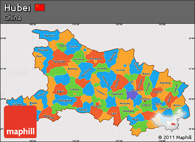 Political Simple Map of Hubei, cropped outside