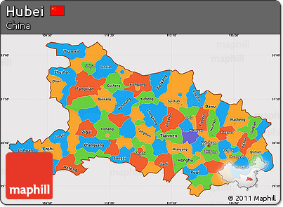 Political Simple Map of Hubei, cropped outside